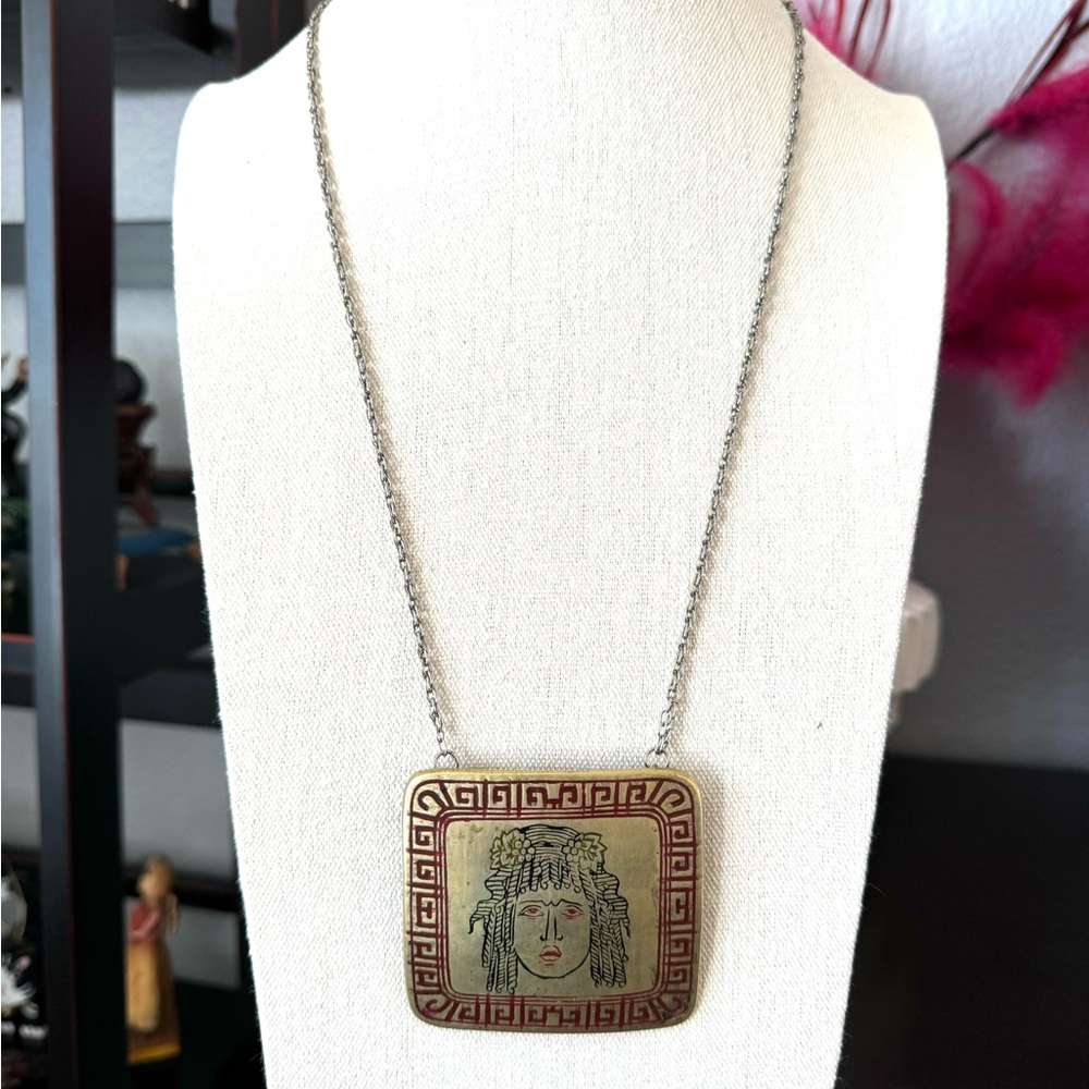 Vintage Brass Goddess Necklace - Picture 4 of 6